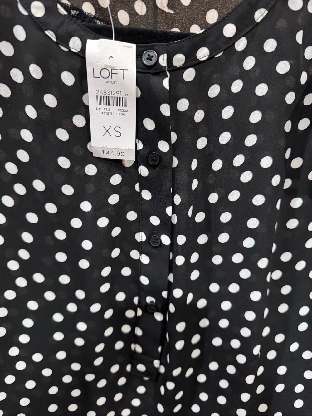 48.LOFT Black and White Polka Dot Sleeveless Blouse - Picture 8 of 9